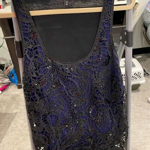 Medium, express brand. Navy and black crochet black Overlay